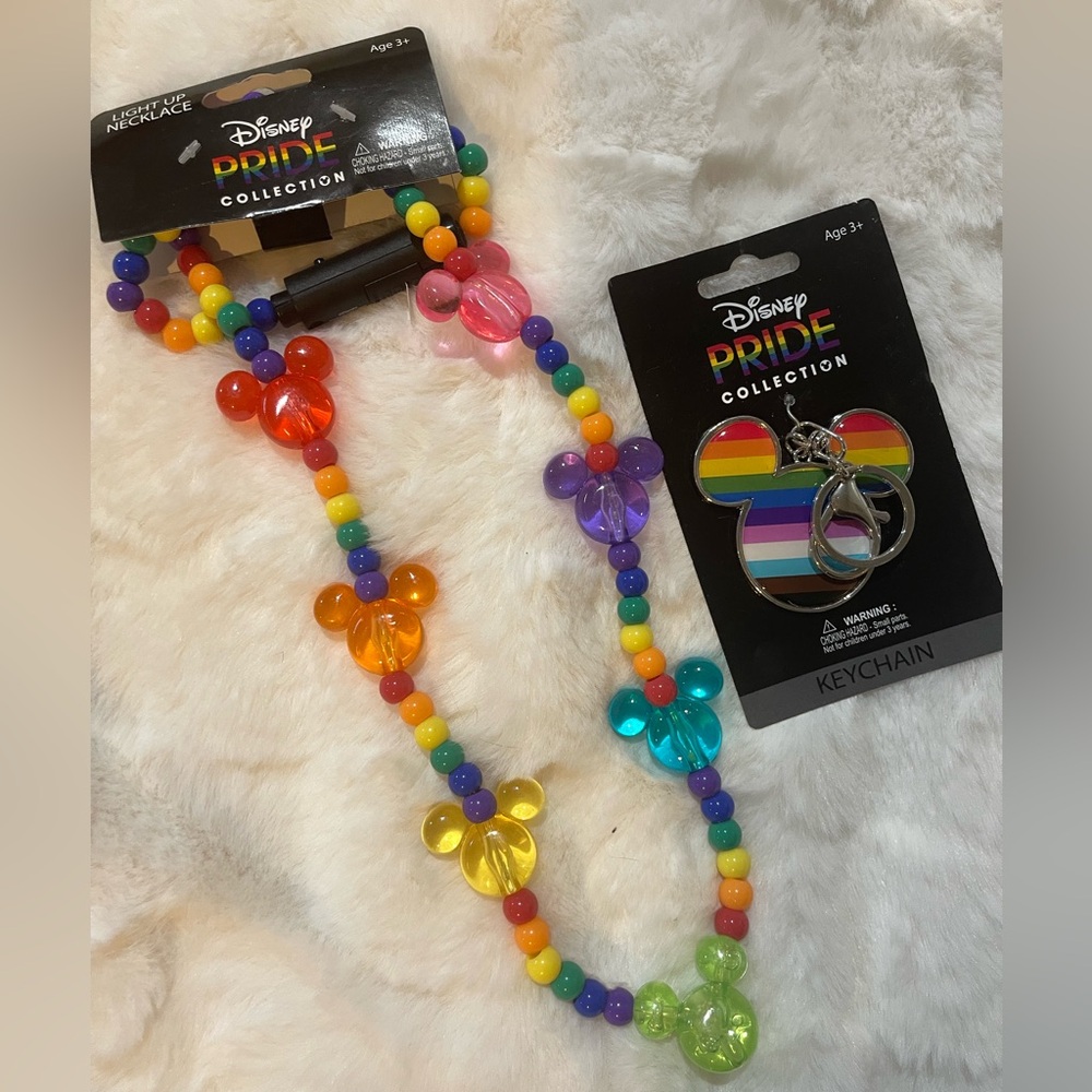 Disney Light Up Necklace and Pride Collection Key Chain
